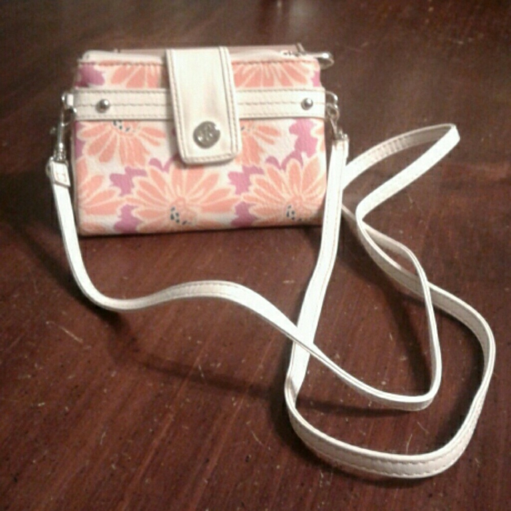 Relic Wallet Orange & Pink Flowers Shoulder Strap